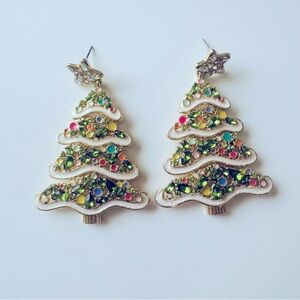 Baublebar Sugarfix Christmas Holiday Tree Earrings with Multicolored Crystals